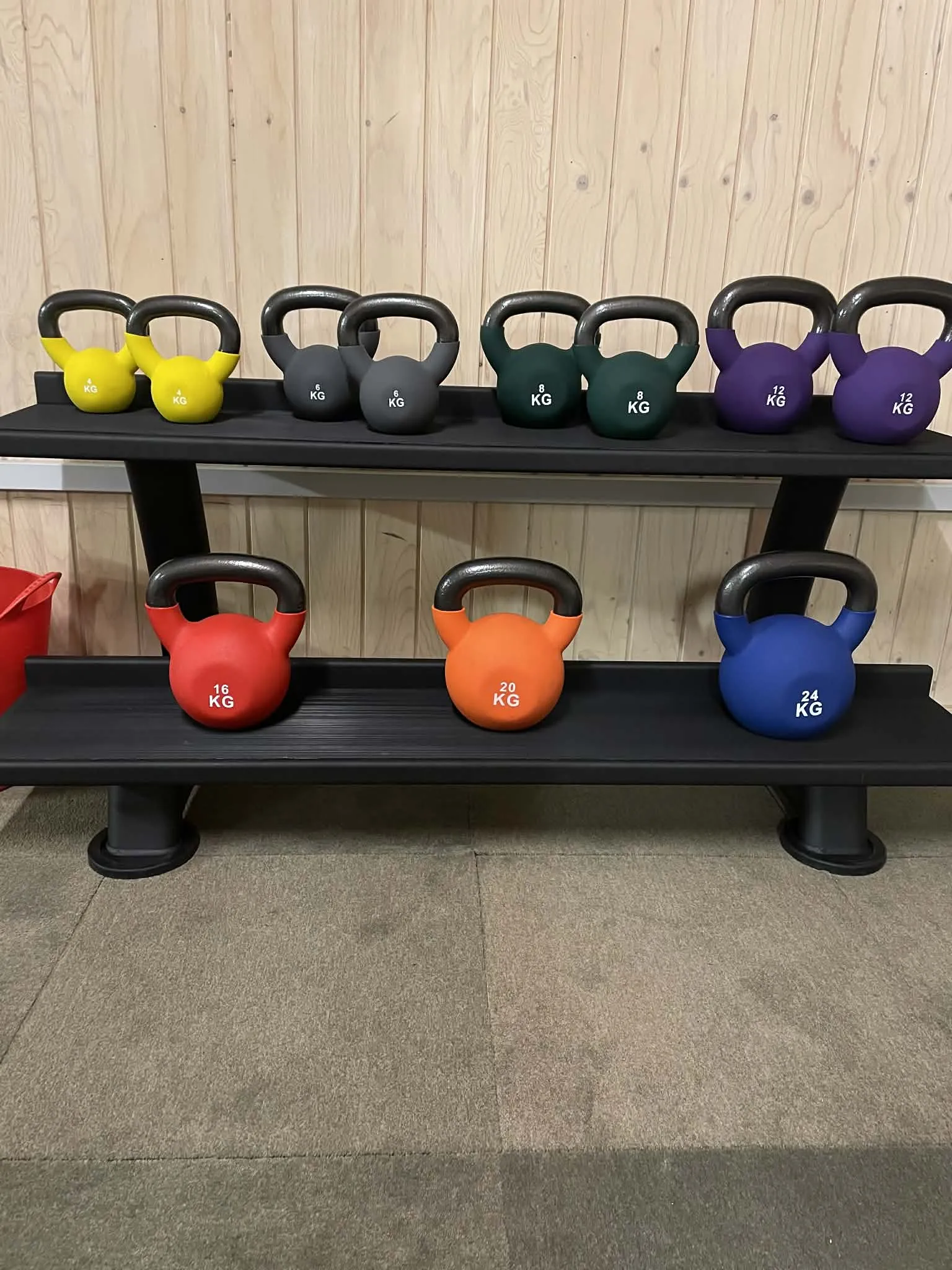 Kettlebells i forskellige størrelser